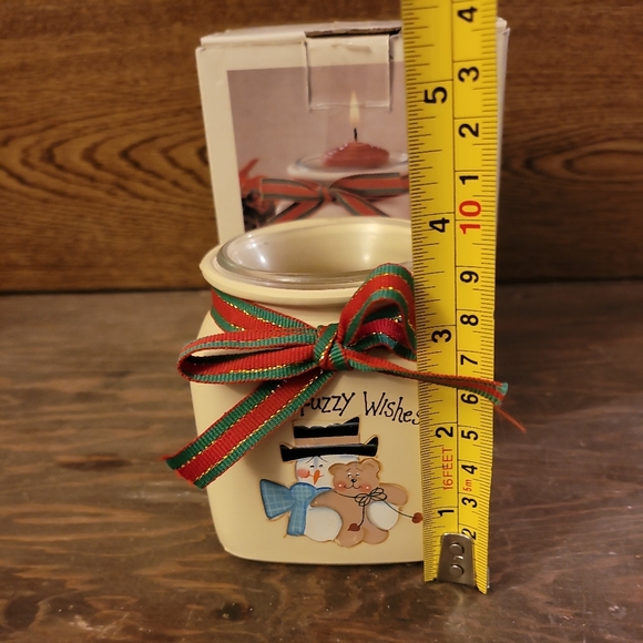Votive Holiday Winter Candle Holder Jar Warm Fuzzy Wishes Country Decor Distress - Picture 8 of 8
